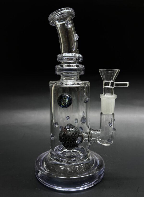 Droplets Bent Neck Cone Bowl Shiny Glass Water Pipe