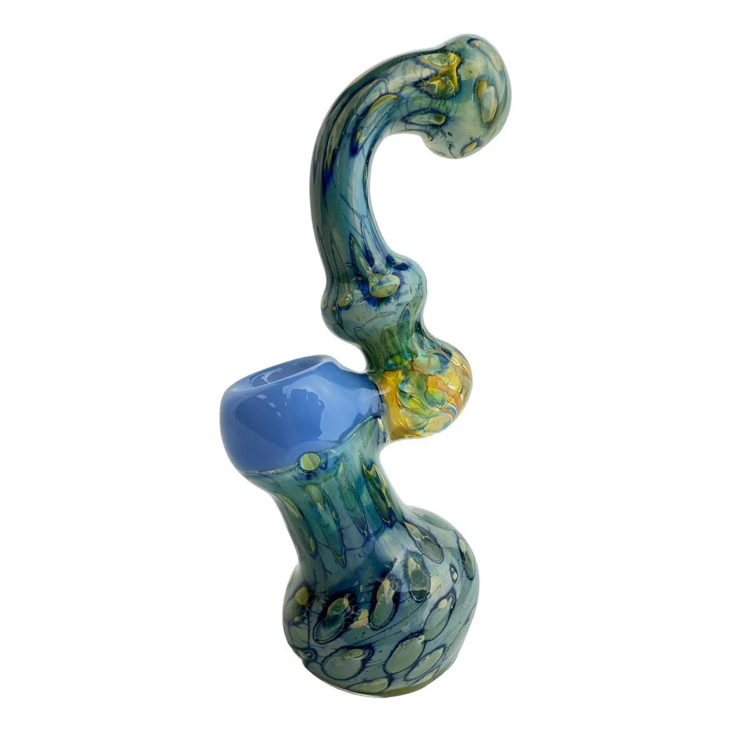 7" Color Spotted Bubble Glass Bubbler (Assorted Colors)