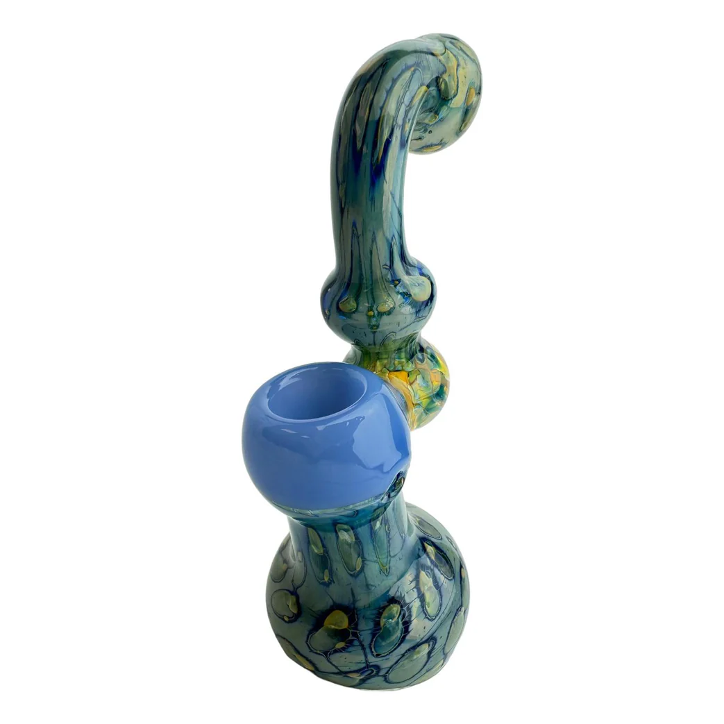 7" Color Spotted Bubble Glass Bubbler (Assorted Colors)